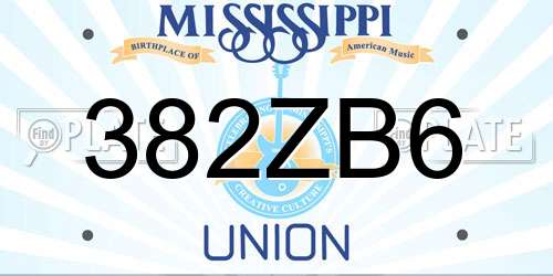 382ZB6 Mississippi License Plate