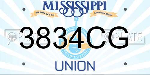 3834CG Mississippi License Plate