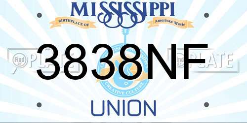 3838NF Mississippi License Plate