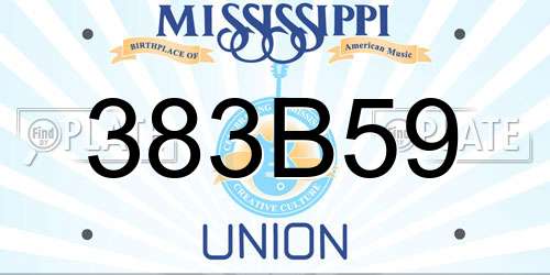 383B59 Mississippi License Plate