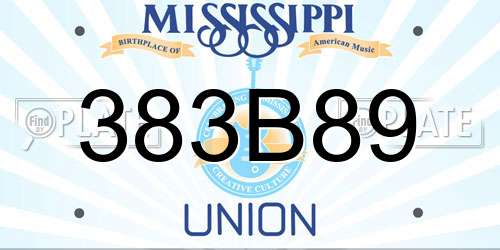 383B89 Mississippi License Plate
