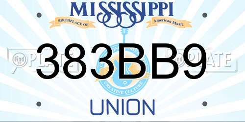 383BB9 Mississippi License Plate
