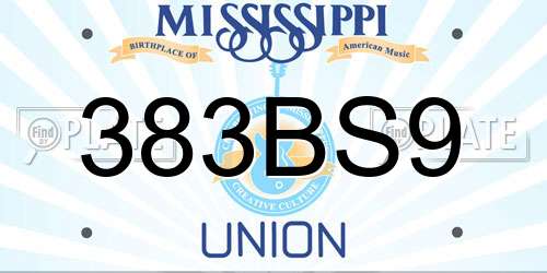 383BS9 Mississippi License Plate