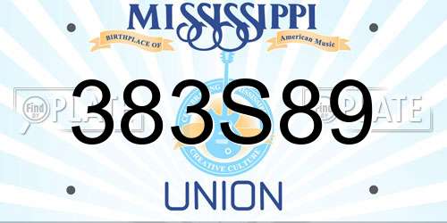 383S89 Mississippi License Plate