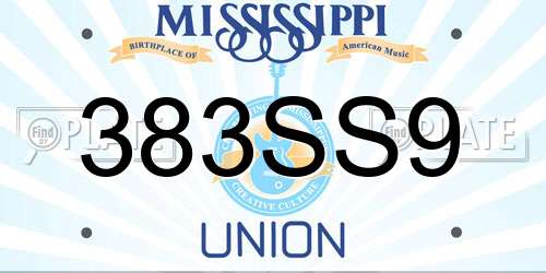 383SS9 Mississippi License Plate