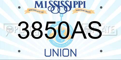 3850AS Mississippi License Plate