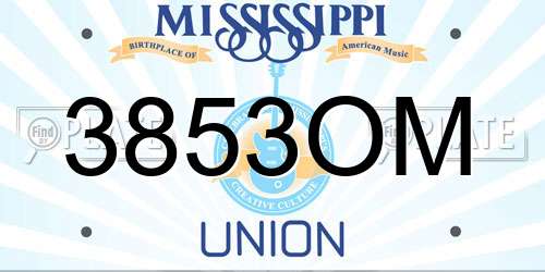 3853OM Mississippi License Plate