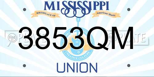 3853QM Mississippi License Plate