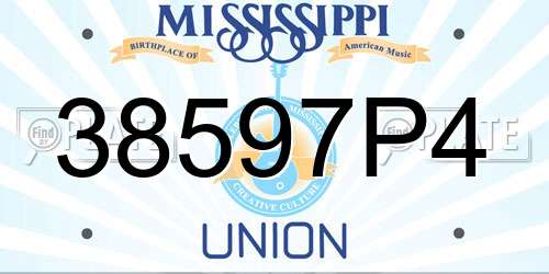 38597P4 Mississippi License Plate