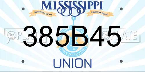 385B45 Mississippi License Plate