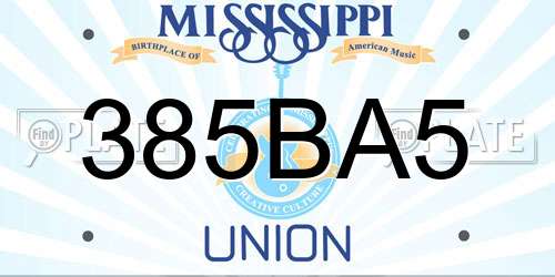 385BA5 Mississippi License Plate