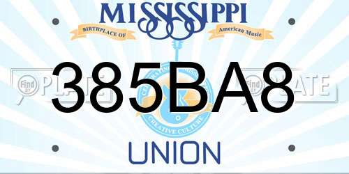 385BA8 Mississippi License Plate