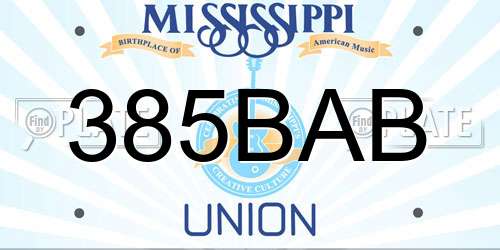 385BAB Mississippi License Plate