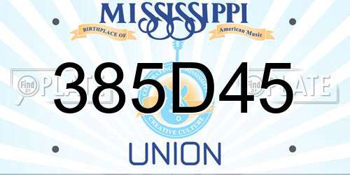 385D45 Mississippi License Plate