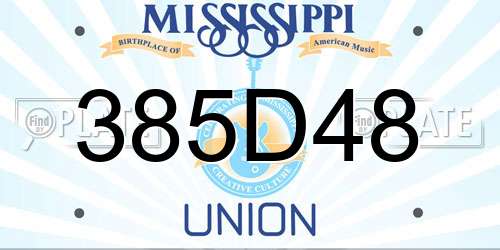 385D48 Mississippi License Plate