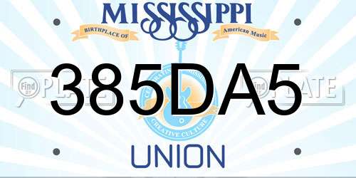 385DA5 Mississippi License Plate