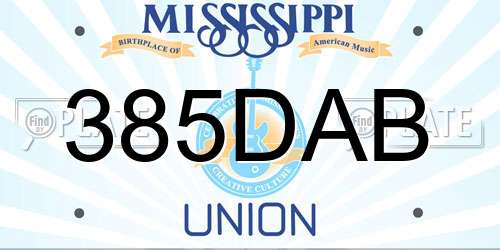 385DAB Mississippi License Plate