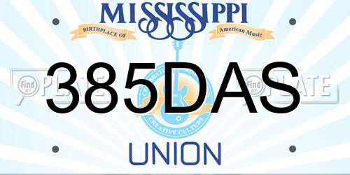 385DAS Mississippi License Plate