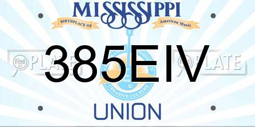 385EIV Mississippi License Plate