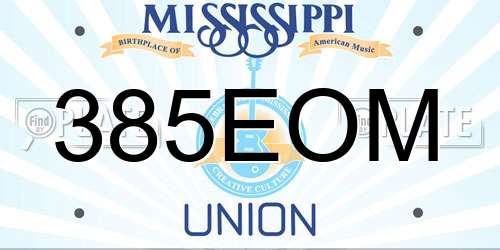 385EOM Mississippi License Plate