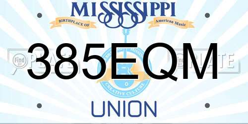385EQM Mississippi License Plate
