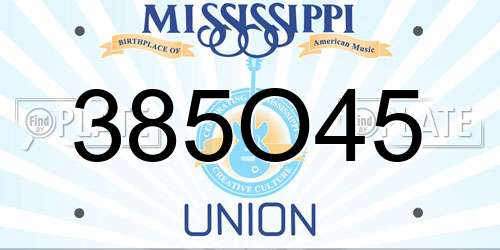 385O45 Mississippi License Plate