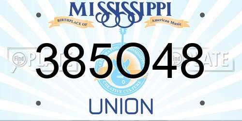 385O48 Mississippi License Plate