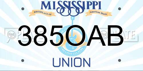 385OAB Mississippi License Plate