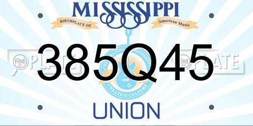 385Q45 Mississippi License Plate