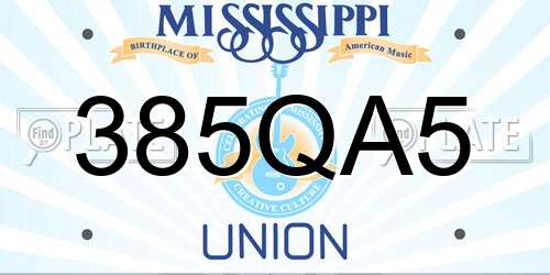 385QA5 Mississippi License Plate