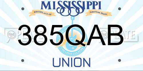 385QAB Mississippi License Plate