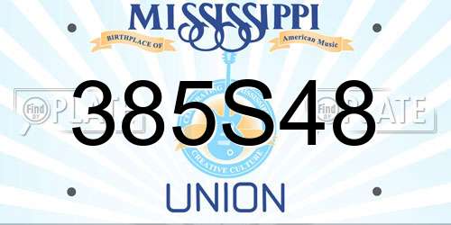 385S48 Mississippi License Plate