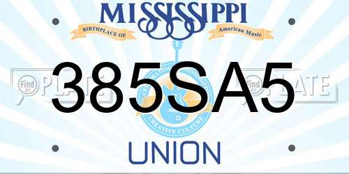 385SA5 Mississippi License Plate