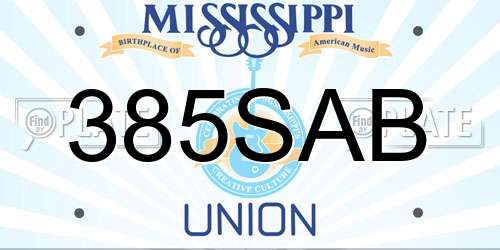 385SAB Mississippi License Plate