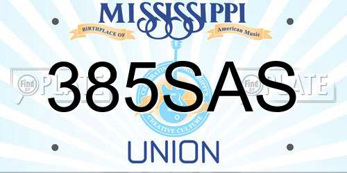 385SAS Mississippi License Plate