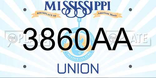 3860AA Mississippi License Plate