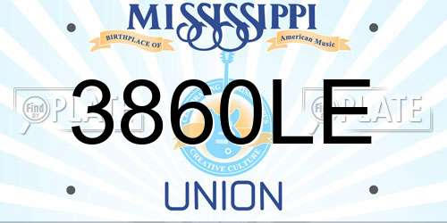 3860LE Mississippi License Plate
