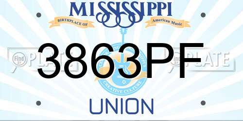 3863PF Mississippi License Plate