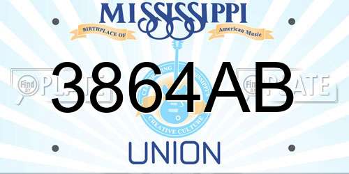 3864AB Mississippi License Plate