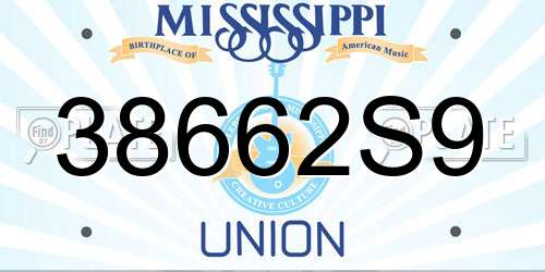 38662S9 Mississippi License Plate