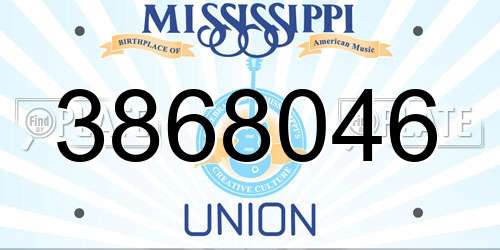 3868046 Mississippi License Plate