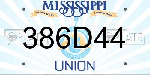 386D44 Mississippi License Plate