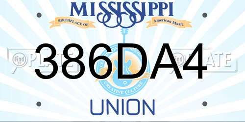 386DA4 Mississippi License Plate