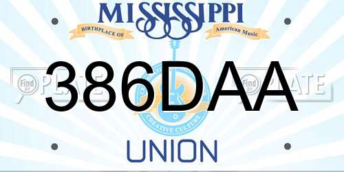 386DAA Mississippi License Plate
