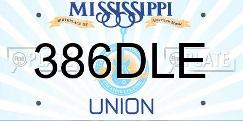 386DLE Mississippi License Plate