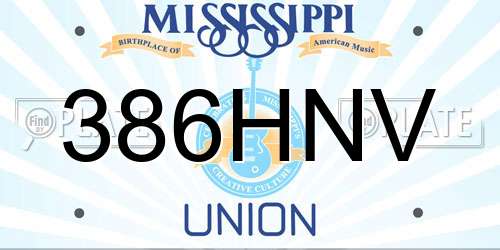 386HNV Mississippi License Plate