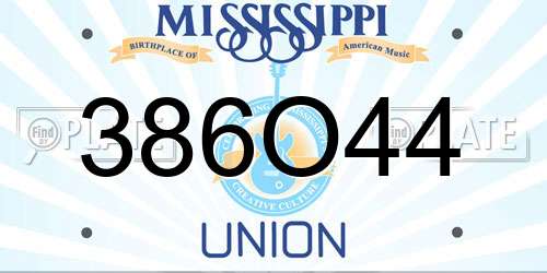 386O44 Mississippi License Plate