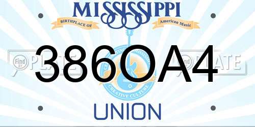 386OA4 Mississippi License Plate