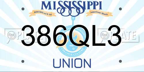 386QL3 Mississippi License Plate