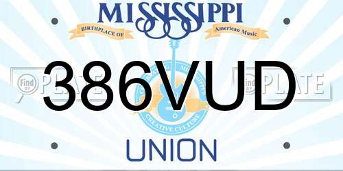386VUD Mississippi License Plate
